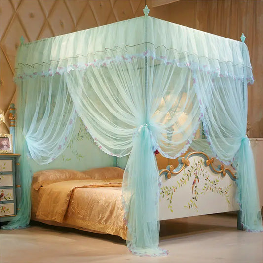 European Palace Style Princess Romantic Lace Decorative Square Queen Size Bed Mosquito Net