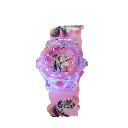 USA Stock Princess Girls Kids Watches Luminous Electronic Digital LED Light up Rubber Strap Clock Student Gift Fast Delivery