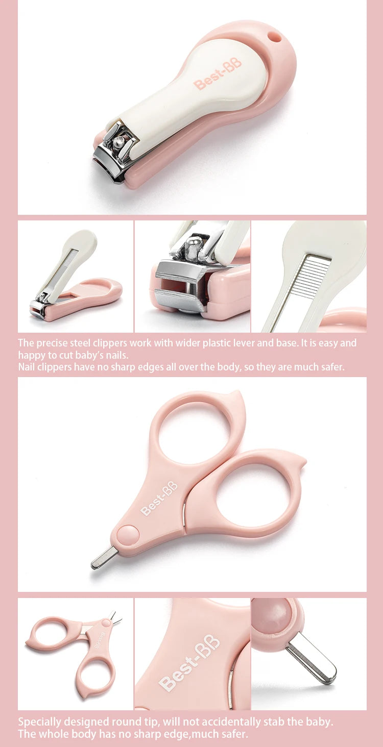 Eliter Hot Sell in Stock 4 in 1 Pink Blue With Plastic Tube Baby Set Babi Care Tool 4In1 Manicure Kids Cute Manicure Set