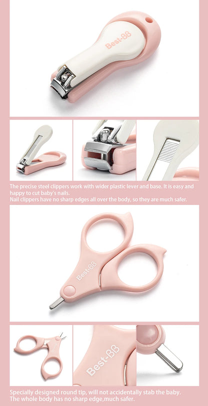 Eliter Hot Sell in Stock 4 in 1 Pink Blue With Plastic Tube Baby Set Babi Care Tool 4In1 Manicure Kids Cute Manicure Set