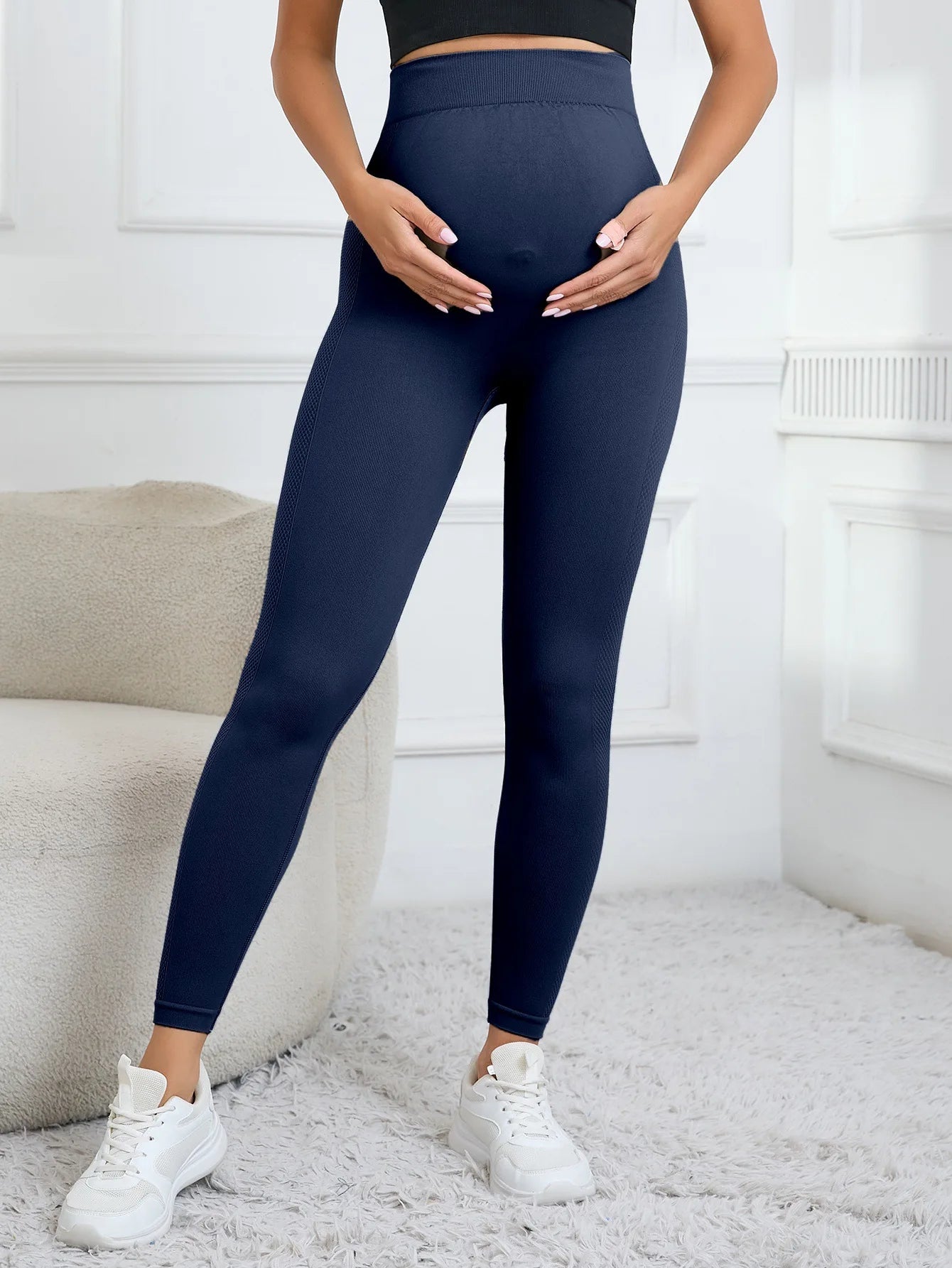3042  High Quality Nylon Seamless Maternity Yoga Pants Pregnant Women Gym Sport Supporting Abdomen Pregnant Workout Leggings