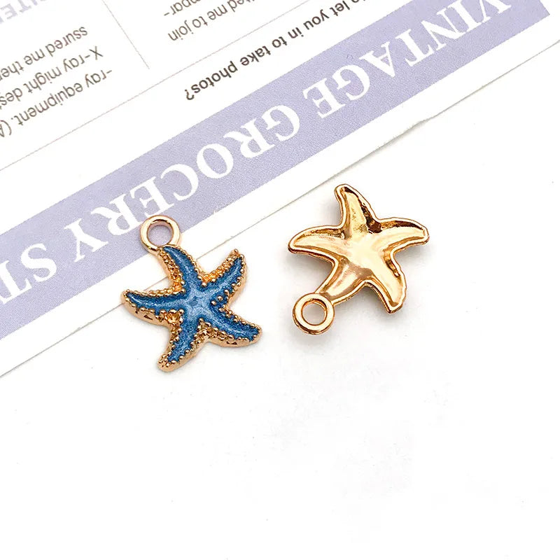 Hot Sale Natural Crafts Alloy Ocean Starfish Conch Seashell Enamel for DIY Nautical Jewelry Making Home Decoration
