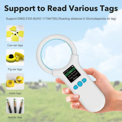 USB/  Pet Microchip Scanner Portable Screen Strap for Cat, Dog and Animal Card Reader Storage Handheld Chip Card Reader