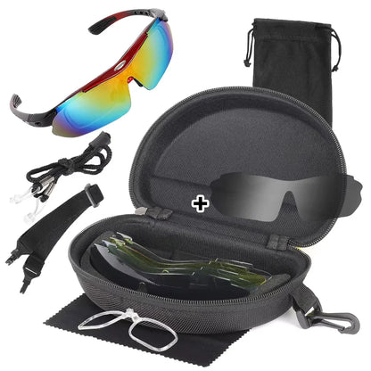 Wholesale Cycling Glasses Polarized Sports Sunglasses with 5/6 Interchangeable Lens for Bike Outdoor Windproof UV400 Protection