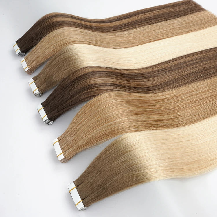 Wholesale Double Drawn Cuticle Aligned Virgin Natural Hair Extension Human Tape Russian 100% Remy Hair Extension Tape in Vendors