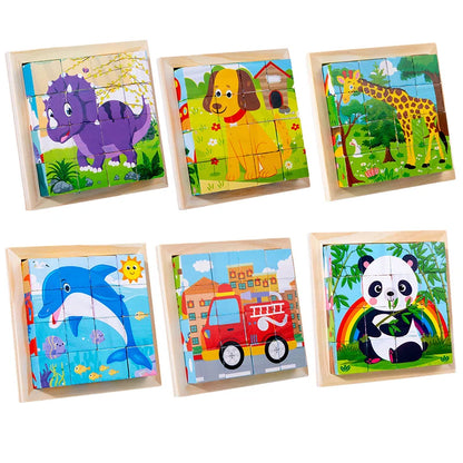 New Design Six Themes Wooden 3D Puzzle Unisex Montessori Educational Toy for Early Childhood Cartoony Good Helper CE Approved