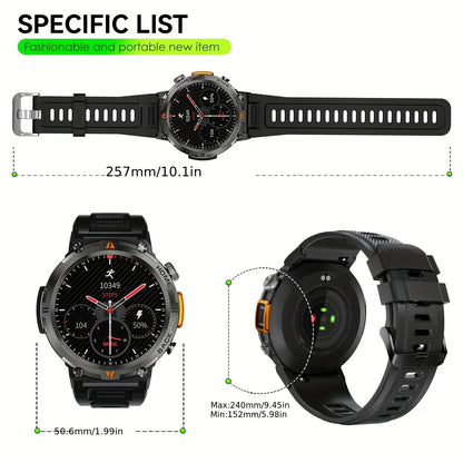 Wireless Calling EIGIIS Smart Watch for Men - LED Lighting Outdoor Sports Watch - Weather Remote Photo Music Control Smartwatch