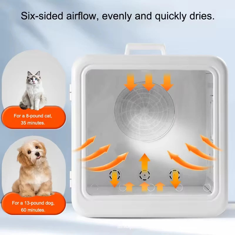 Automatic Pet Hair Dryer Box 70L Ultra Quiet 360° Efficient Cat Hair Blowing Drying Box with Time Smart Temperature App Control