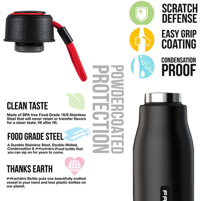 Portable Sports Water Bottle with Screw-on Lid Leak-proof Vacuum Stainless Steel Insulated Water Bottle for Cycling