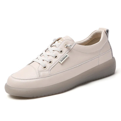 2026 Summer New Style Genuine Leather White for Women Flat Shoes That Are Not Tiring for Feet Lazy Shoes Fashionable Sneakers