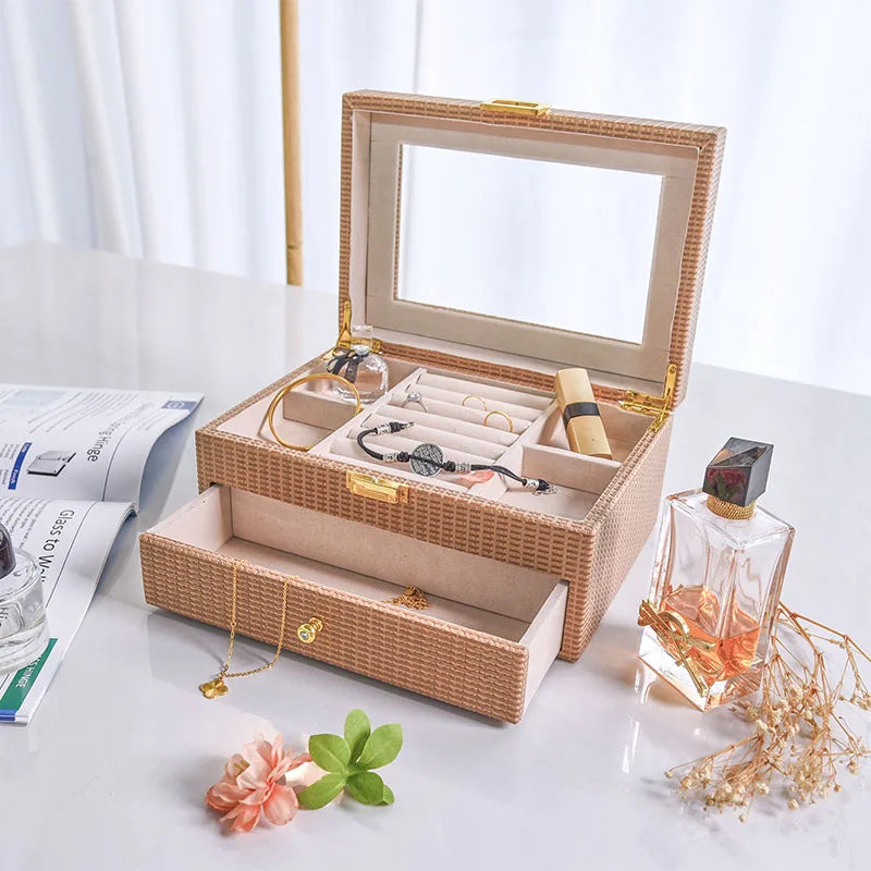 INNOVA Custom Modern Fashion Wooden Leather Necklace Jewelry Boxes for Women