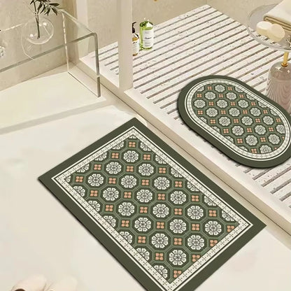 Custom Fast Water Drying Cushioned PET Friendly Bath Mat Super Absorbent Non-Slip Rubber Plaid Pattern Home Hotel Bathroom Use