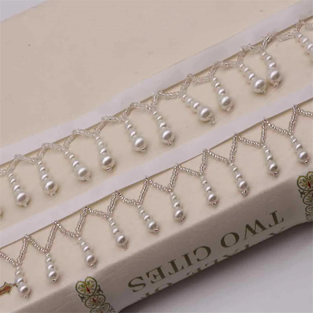 1 Yard Tassel Fringe Lace Pearl Beaded Edge Trim Ribbon Handmade Sewing DIY Craft Accessories