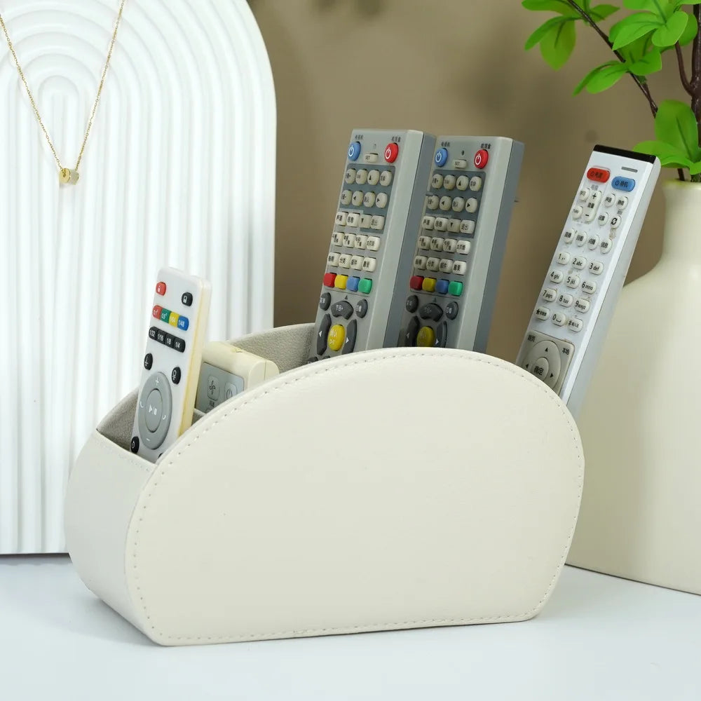 5-Compartment Remote Control Organizer Box - Multi-Functional Desktop Storage for TV/DVD/STB Remotes, Compact 27" Height,