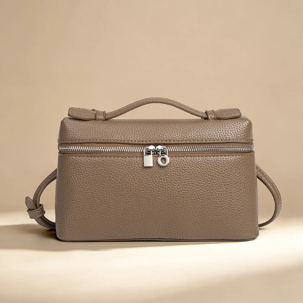 Signature Chic Lunch Bag Versatile Single-Shoulder Pu Cosmetic Bag Women Niche Elegant Crossbody Box Purse Zipper Small