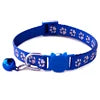 Cute 1.0cm Reflective Stripe Cat Collar with Breakaway Head Plastic Buckle Polyester Small Colored Bell Printed Pet Paws Design