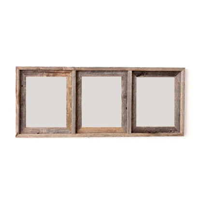 HMS 8 X 10 Gray Reclaimed Wood Picture Frame Three Slot Hanging Design