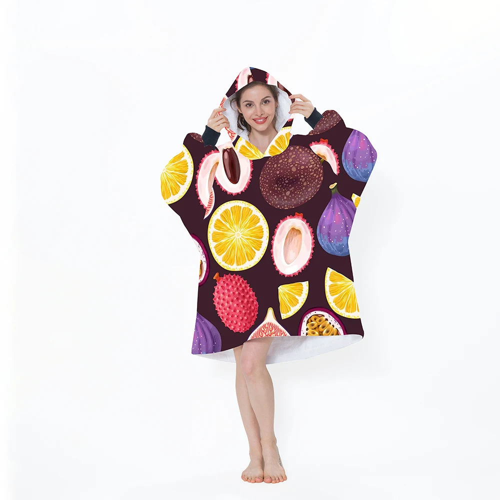 Oodie Custom Oversized Sherpa TV Hooded Blanket Wearable Fleece Knitted Blanket with Logo
