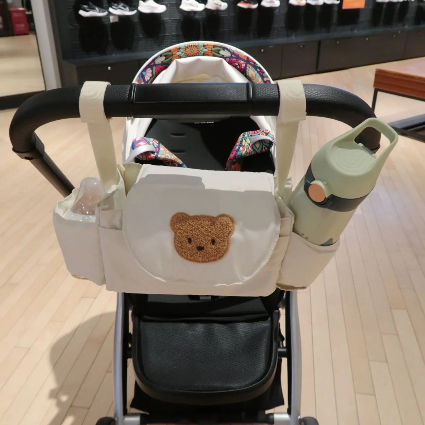 Universal Mommy Diaper Bag with Non-Slip Stroller Storage Box and Cup Holder Baby Stroller Storage Bag