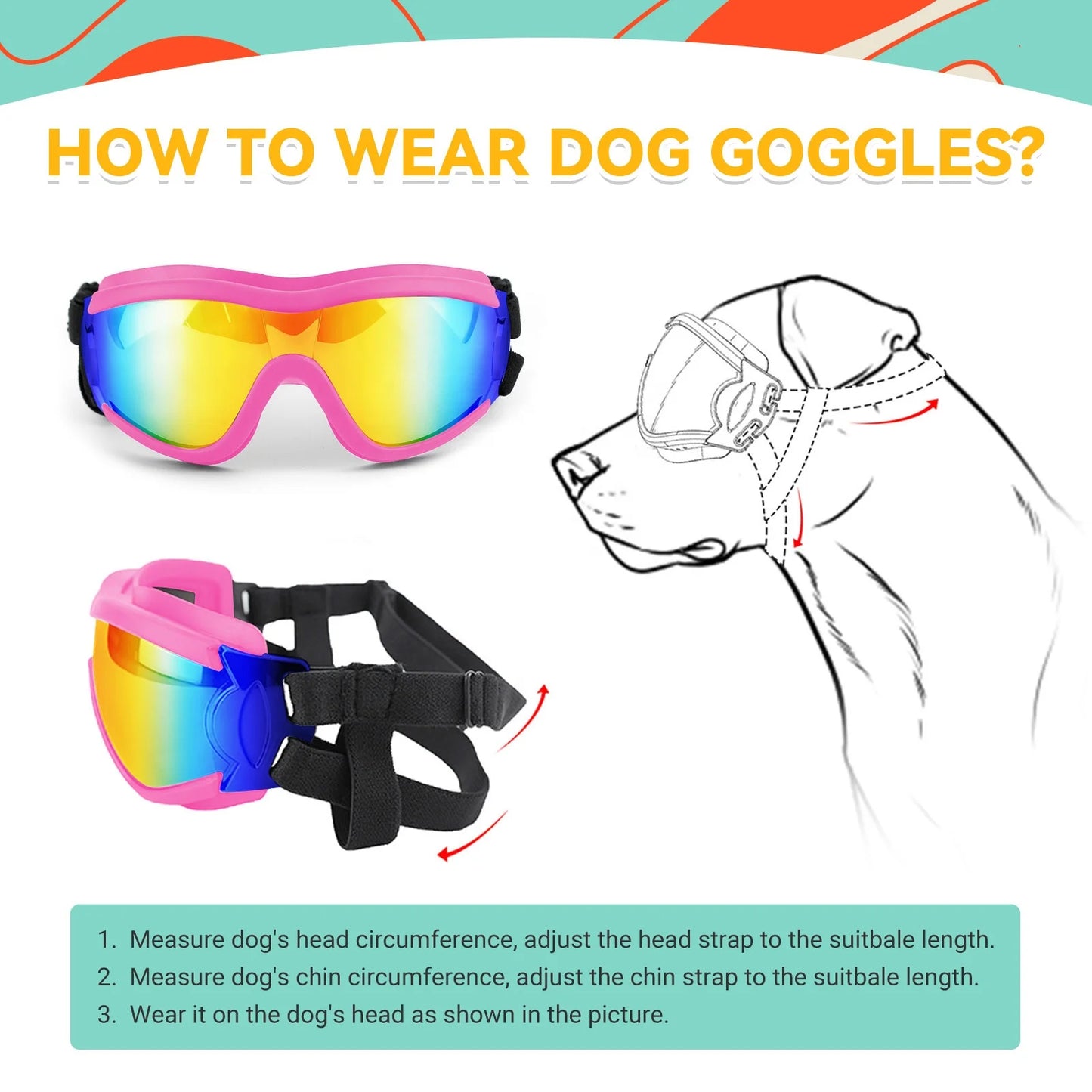 Pet Sunglasses Pet Glasses with Adjustable Straps for Pets Medium-large Dogs ( Pink )