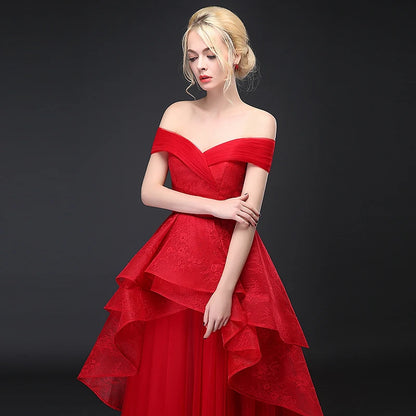 6808# Luxuriant Cap Sleeve Tiered Tulle Wedding Dresses 2022 Elegant A-Line Off Shoulder Lace-Up Bridal Party Gowns Sweep Train