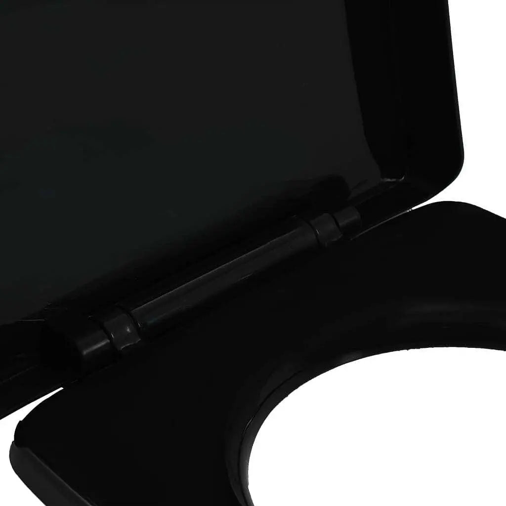 W2B VidaXL Quick-Release Elongated Toilet Seat Cover Soft-Close Design with UF Plastic Black for Bathroom
