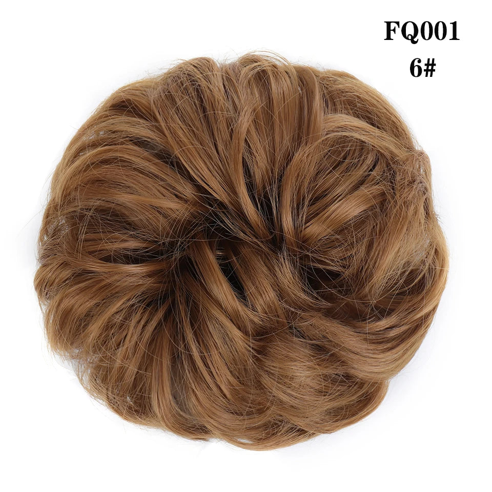 LUPU Synthetischer Haarknoten, unordentliche Haargummis mit Gummiband, natürliche, falsche Haargummistücke, Pferdeschwanz, farbig, Schwarz, Lila, Rosa, Grün