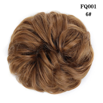 LUPU Synthetischer Haarknoten, unordentliche Haargummis mit Gummiband, natürliche, falsche Haargummistücke, Pferdeschwanz, farbig, Schwarz, Lila, Rosa, Grün