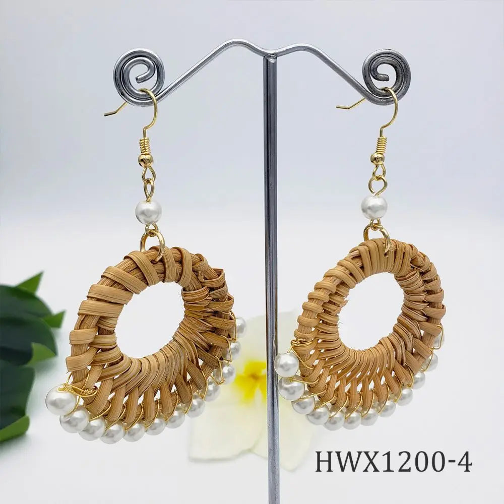 Kiribati Wholesale Hawaiian New Fashion Earrings Jewelry Braided Earrings With Colorful Pearl for Women Gift