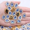 Hot Sale Flatback Claw Glass Rhinestones 7x10mm 200pcs Sew on Tear Shiny Crystals Gold Base for Bags & Clothes