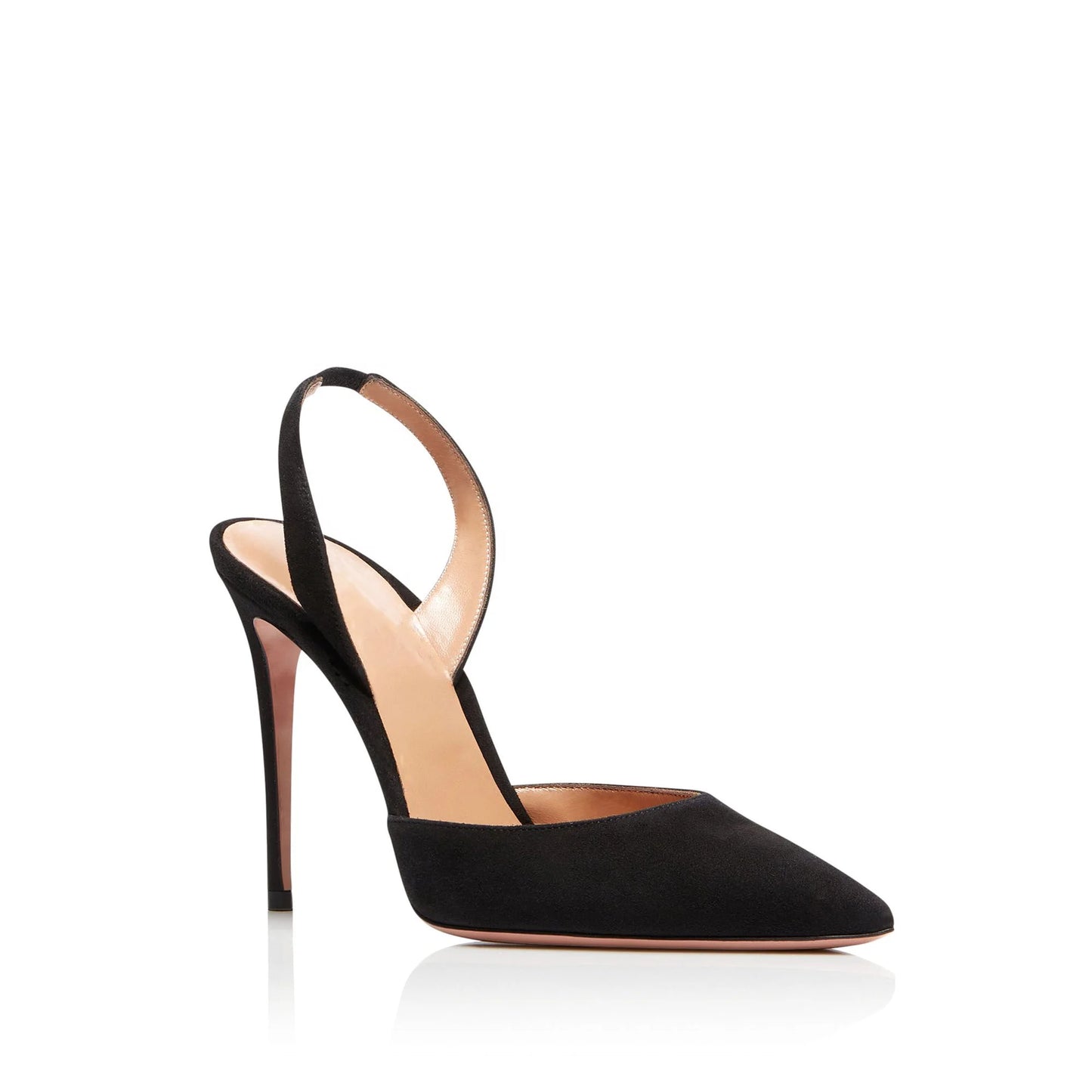 Spring and Autumn Ladies Shoes Elegant Stiletto Pumps Black Pointed Toe Slingback Stylish High Heels for Women