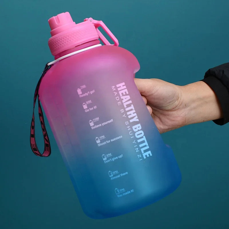 2.2L 64OZ Gallon Frosted Gym Jug Luxury Plastic BPA Free Portable Water Bottle With Motivational Time Marker