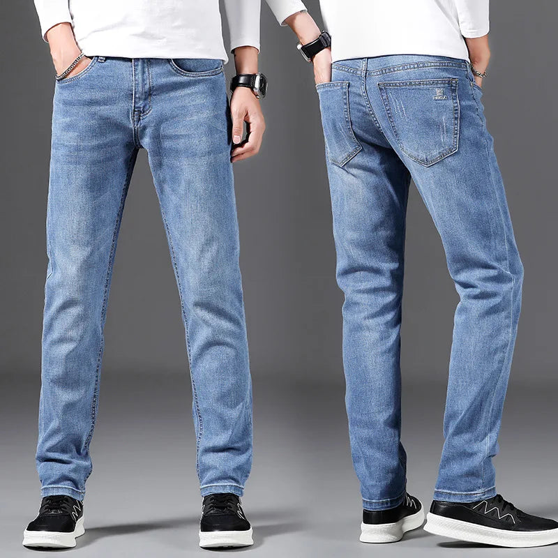 Herren-Jeans 2022 Großhandel Hochwertige Retro-Jeans in Schwarz für Herren, gewaschen, locker geschnitten, mit elastischem Bund