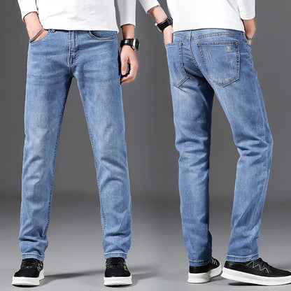 Herren-Jeans 2022 Großhandel Hochwertige Retro-Jeans in Schwarz für Herren, gewaschen, locker geschnitten, mit elastischem Bund