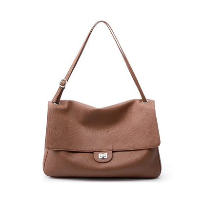New Trending Top Grain Cowhide Leather Women's Maxi Flap Totes Shoulder Bags Ladies Crossbody Bags Fashion Classic Messenger Bag