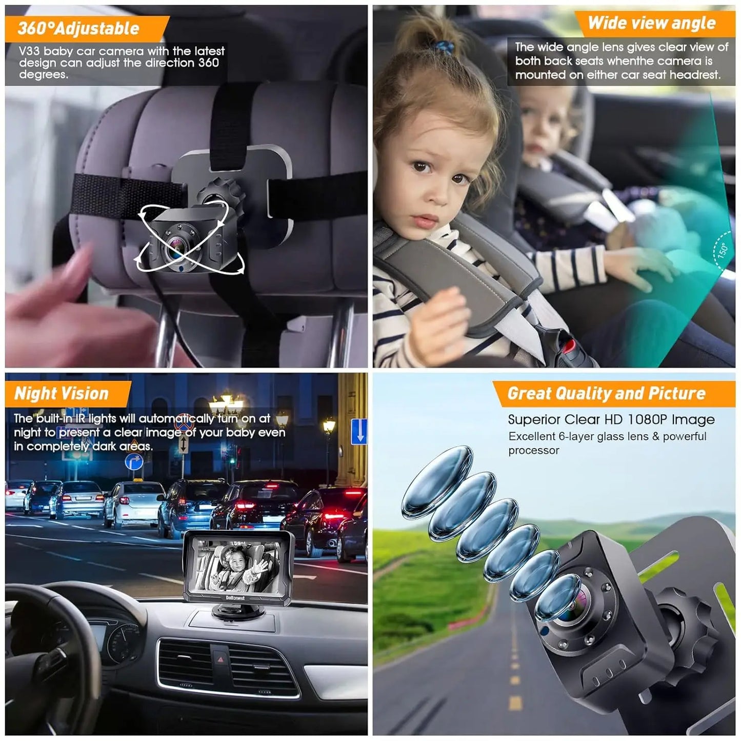 New Design 4.3 Inch Car Baby Camera Real Time Monitoring Kit for Vehicle Rear Seat Safety Viewing