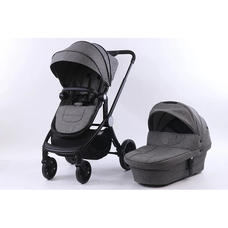 Portable 4-in-1 Baby Stroller with Adjustable Footrest and PU Wheels Sleeping Cot Carrying Basket-for Wholesaling