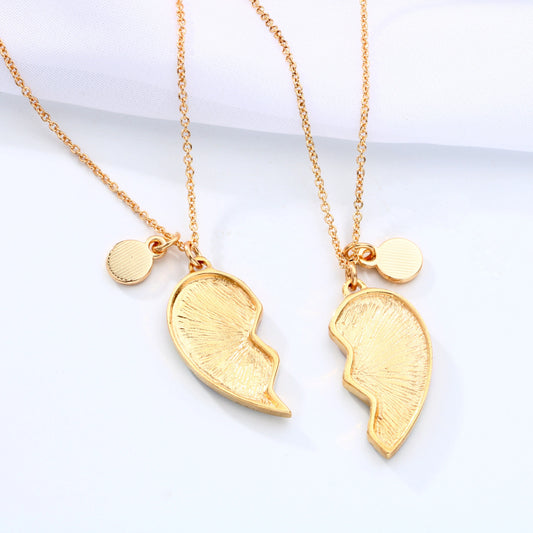 Hot Sale Magnet Alloy Heart Necklace Best Friend Necklace BFF Children Kids Oil Dripping Pendant Necklaces Set