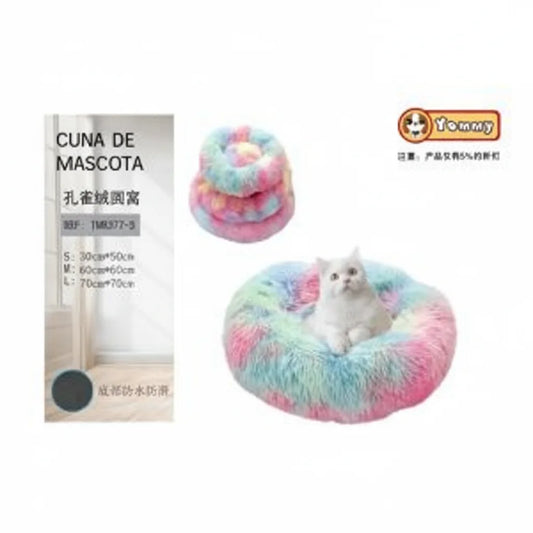 Round velvet dog bed in a multi-colored 3-piece set - Luxury dog beds