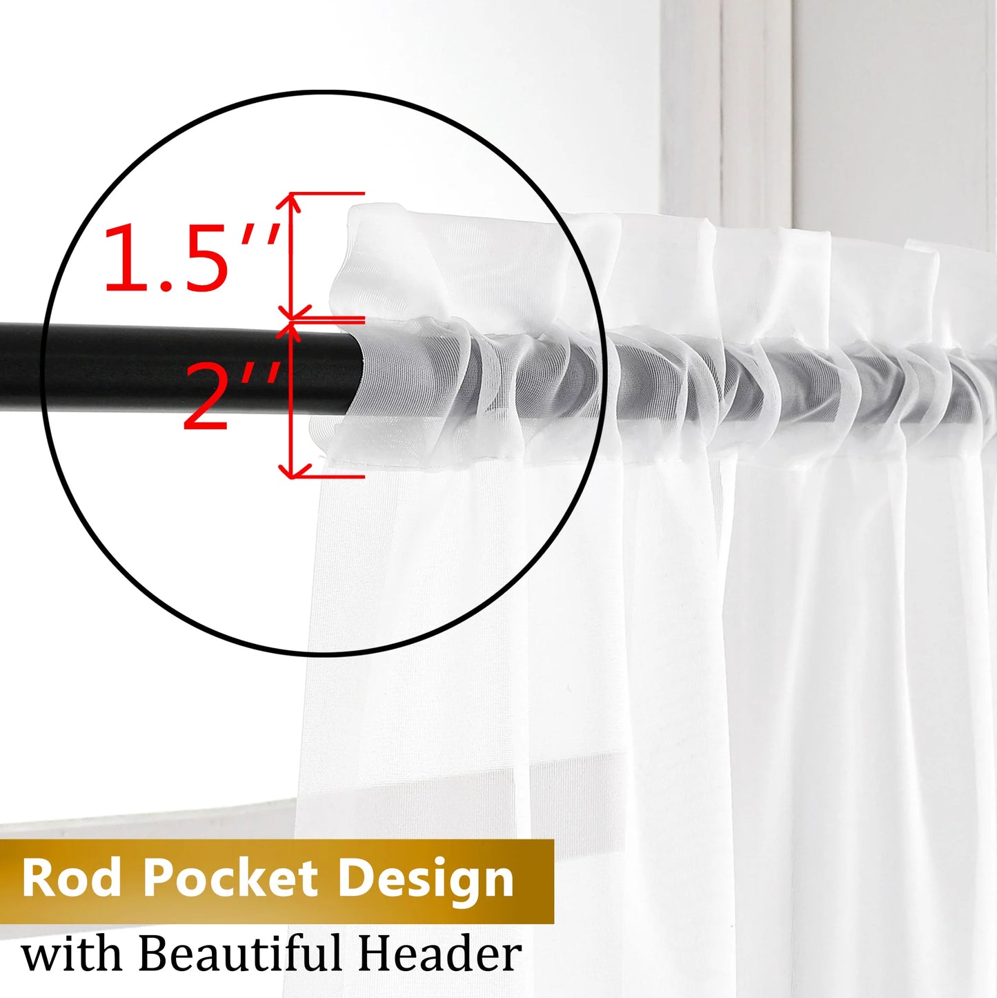OWENIE Hot Selling New High Quality Window Panel Window Curtain White Sheer Valance for Window Small Short Voile Valance Curtain