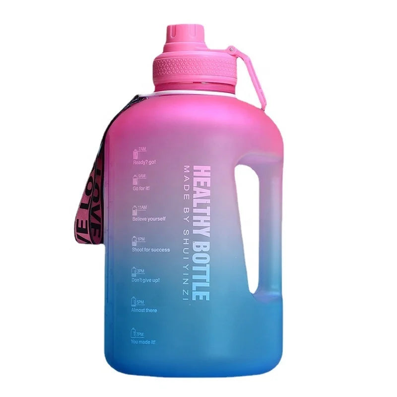 2.2L 64OZ Gallon Frosted Gym Jug Luxury Plastic BPA Free Portable Water Bottle With Motivational Time Marker