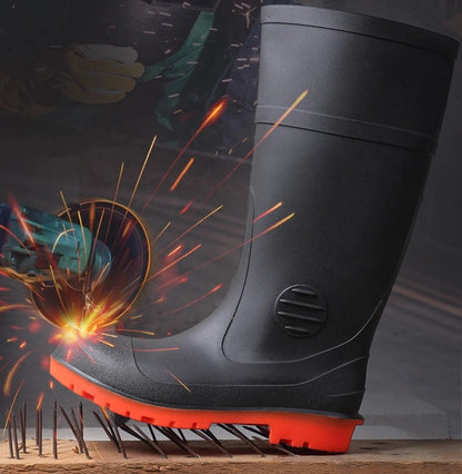 Hard Wearing Waterproof CE Standard Acid Resistant Industrial Steel Toe Safety Outdoor New Style Unisex Rain Boots