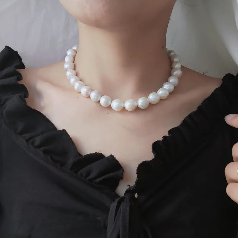 Wholesale 925 Silver Fashion Jewelry Pearl Necklace Real Natural Freshwater Baroque Pearl Necklace
