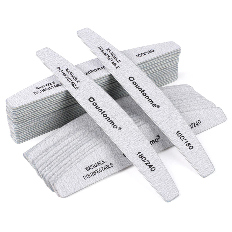 10pcs/Lot Professional Wooden Nail Files 180/240 Buffer 100/180 Grey Boat Wood Sandpaper Block Gel Polisher Sanding Nail Files