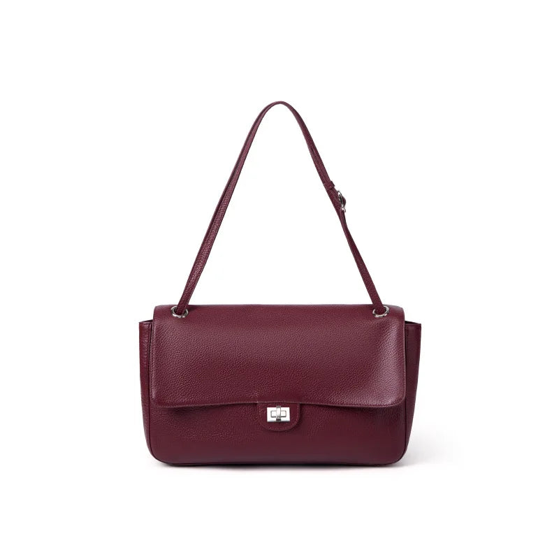 New Trending Top Grain Cowhide Leather Women's Maxi Flap Totes Shoulder Bags Ladies Crossbody Bags Fashion Classic Messenger Bag