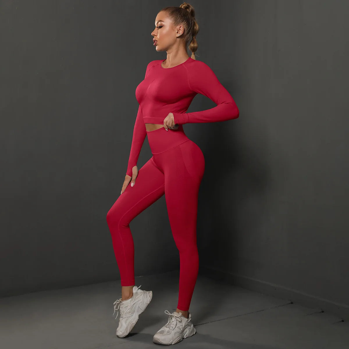High Quality Women's Good Elasticity Two Piece Sports Suit Ladies Fitness Gym Wear Fashion Yoga Suit