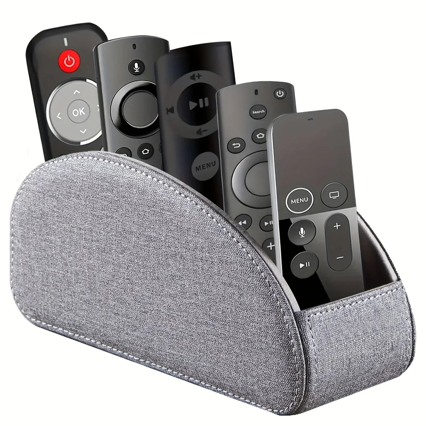 Faux Leather Remote Control Holder with 5 Compartments, Multifunctional Desktop Storage Box/Remote Organizer Caddy/Pen Case/Home