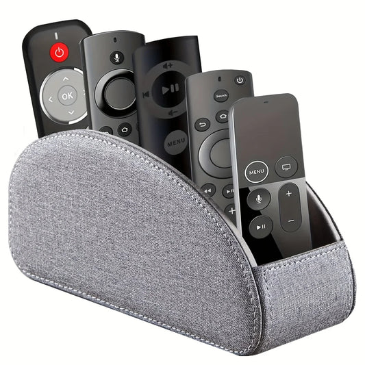 Faux Leather Remote Control Holder with 5 Compartments, Multifunctional Desktop Storage Box/Remote Organizer Caddy/Pen Case/Home