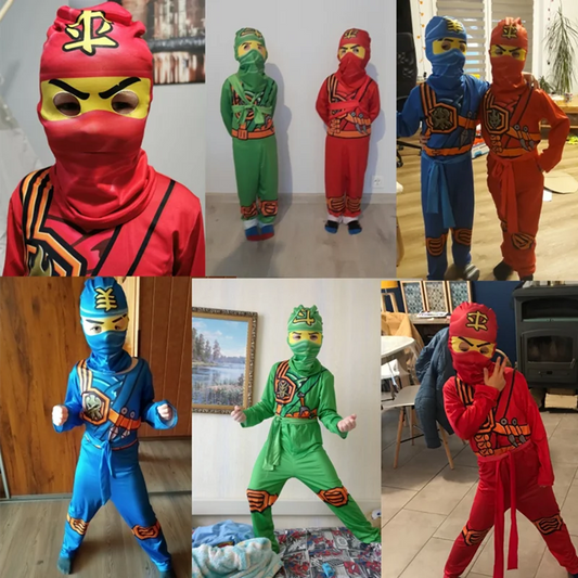 Child Ninjag Cosplay Costumes Boy Jumpsuits Suit Kids Halloween Christmas Party Clothes Ninja Superhero Streetwear Weapon Props