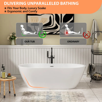 Sarlai Group  67-Inch Freestanding Acrylic Bathtub Eco-Friendly Portable Design 60gal+ Capacity Modern Glossy White